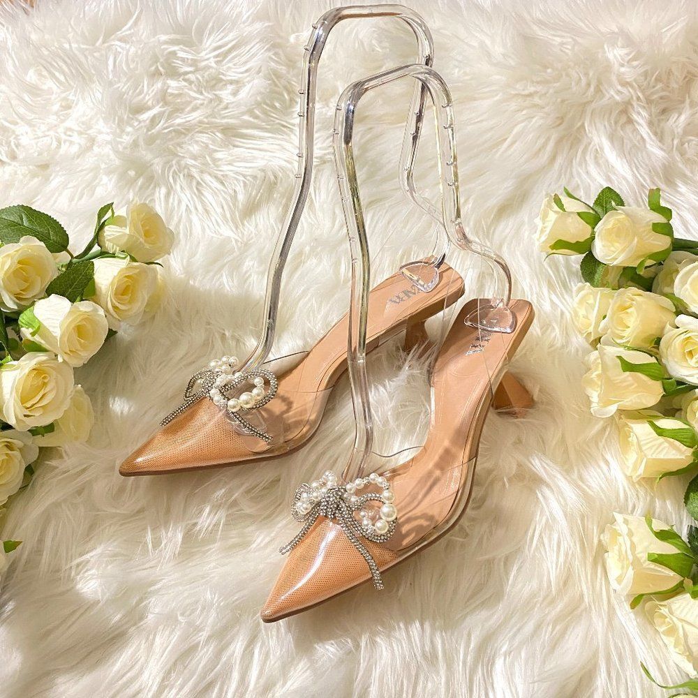 ZARA VINYL POINTED HEELS SANDALS